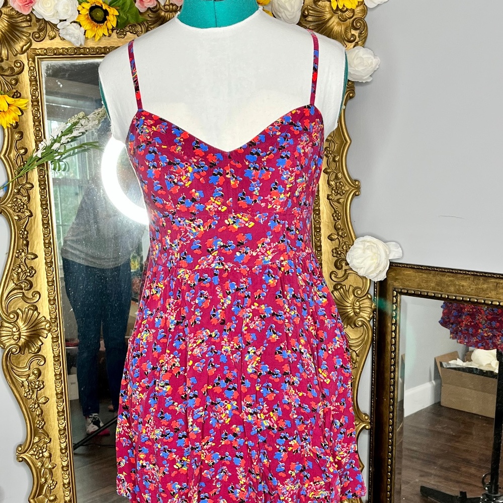 Express Burgundy Floral Sundress